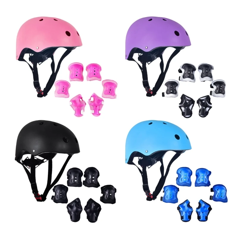 

7 In 1 Kids Outdoor Sports Knee Pads Kids Wrist Guards Roller Skating Gear Sets