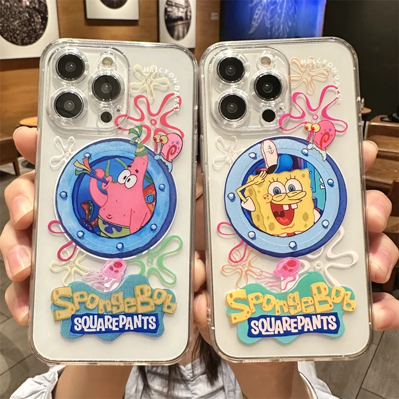 Custodia Di Ricarica Wireless Magnetica Magsafe Per Iphone 15 11 12 13 14 Pro Max Mini Xs Xr 8 7 Plus Se 2020 Spongebobs Patrick Star Etui