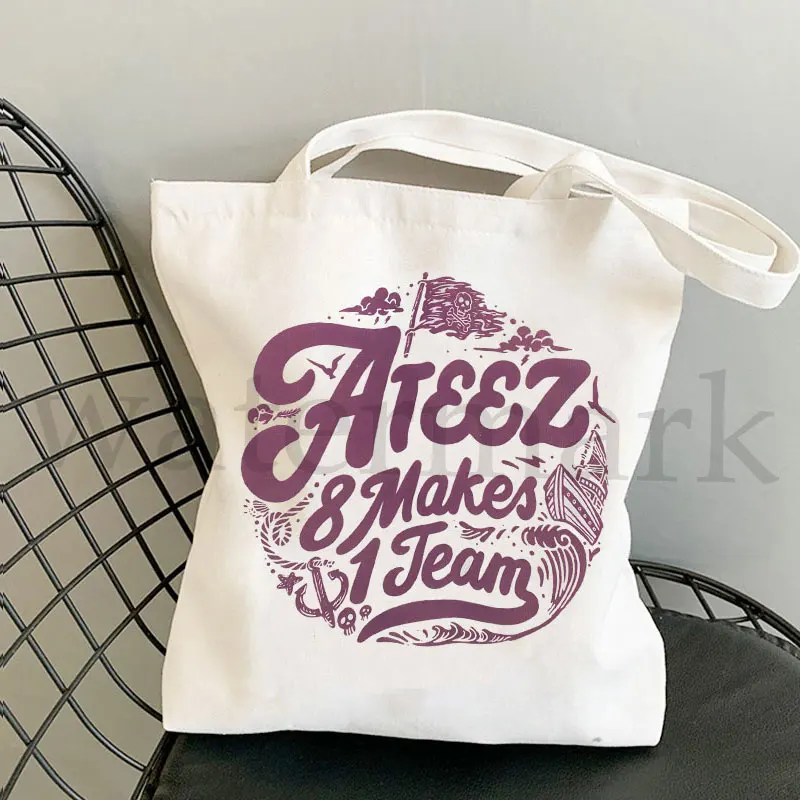 8 Makes 1 Team Tote Bag K-POP Large Tote Bag Kpop Korean Style Luv Hip Hop Hipster Cartoon Shopping Bags Fashion Casual Pacakge