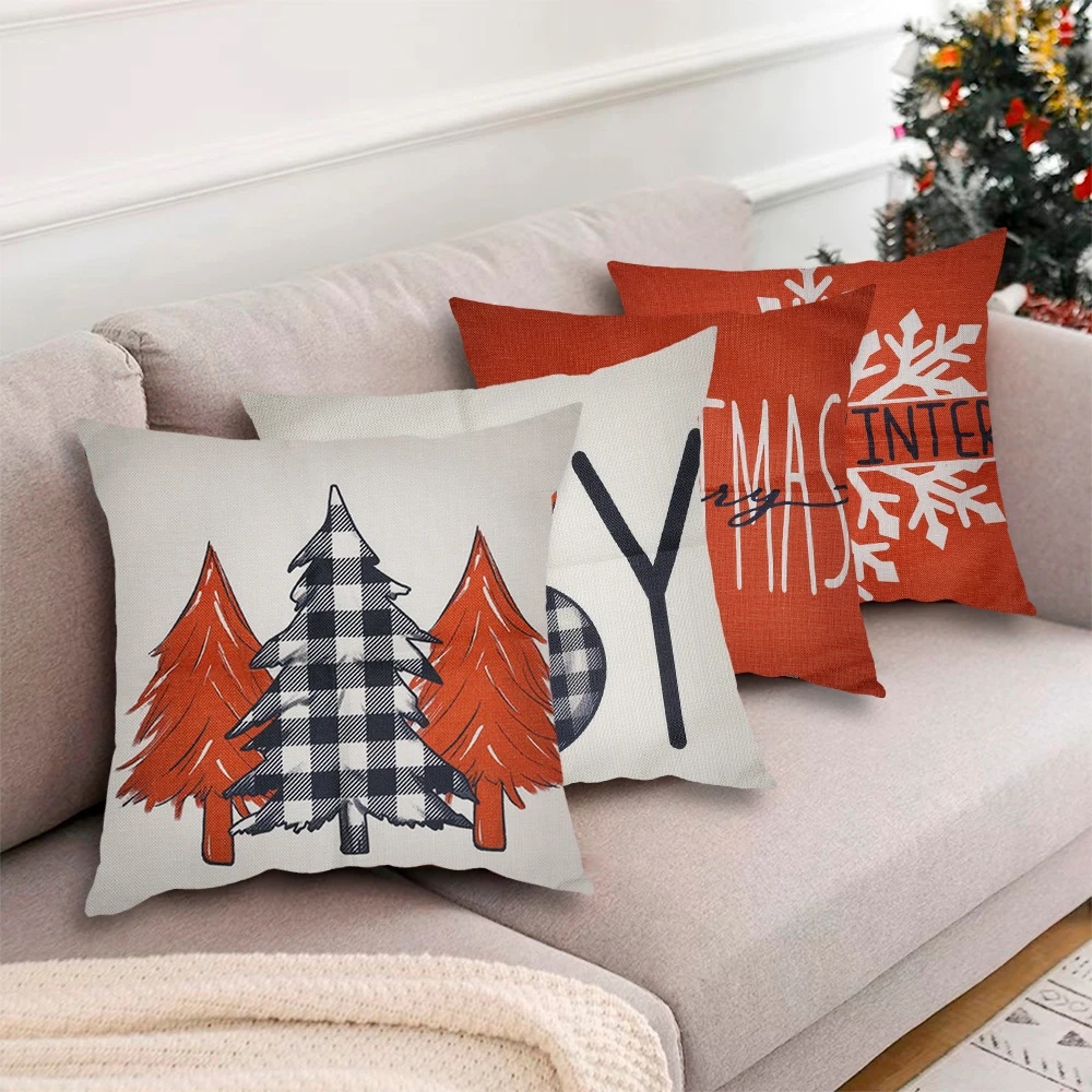 

Merry Christmas Cushion Cover Xmas Tree Snowman Pillow Case For Sofa Bedroom Ornaments Happy New Year Christmas Decoration Gifts