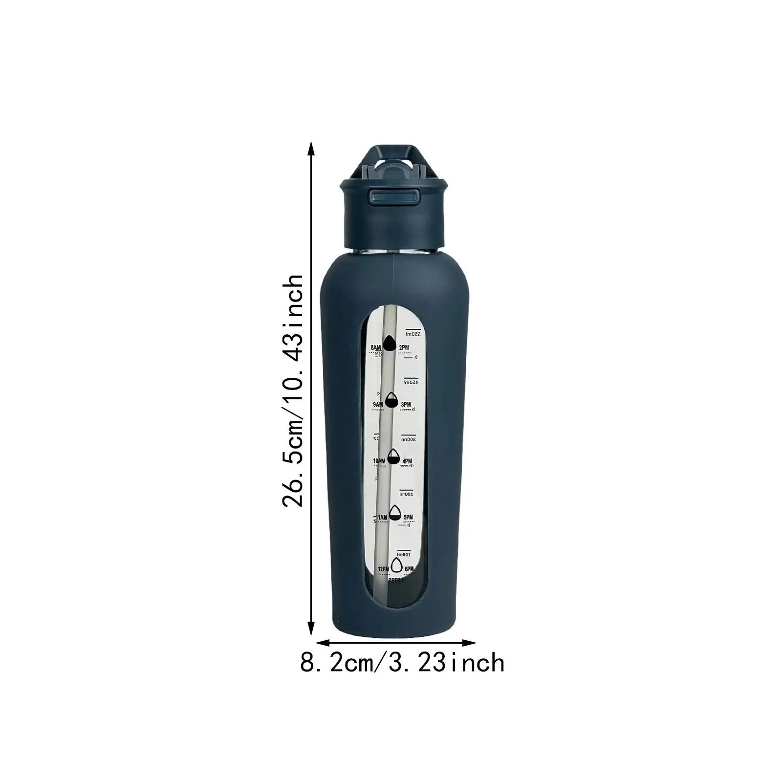 Glass Water Bottle with Time Marker for Outdoor Cycling