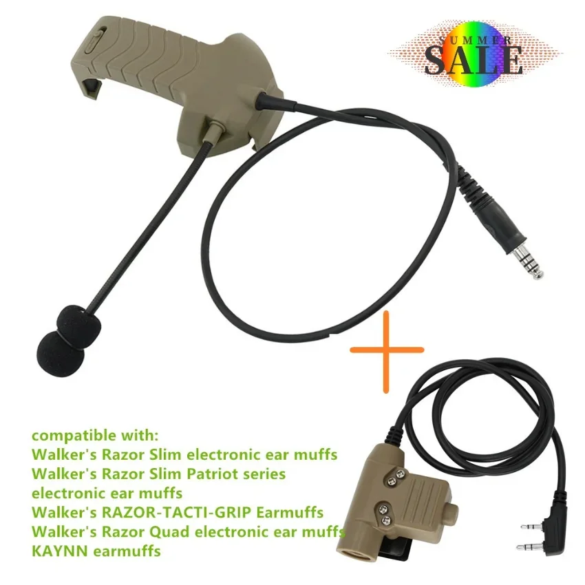 전술 헤드셋 어댑터 외부 마이크 키트, 워커 면도기 전자 사격 귀마개용, 전술 U94 PTT 포함, 2023 신제품