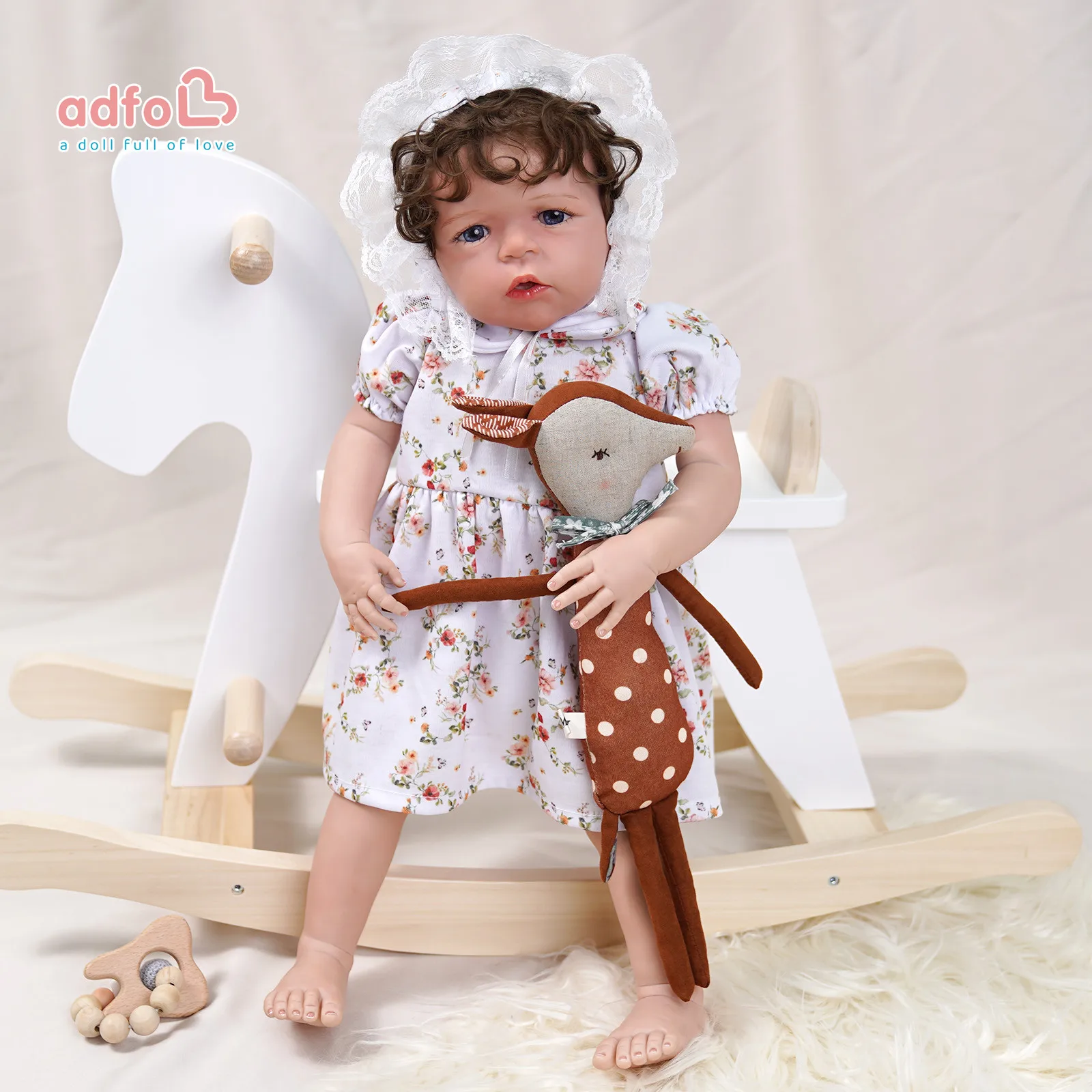 

ADFO 24 Inches Sandie Reborn Dolls Finished Baby Art Collection Realistic Baby Alive Lifelike Newborn Dolls Real Doll Kids Dolls