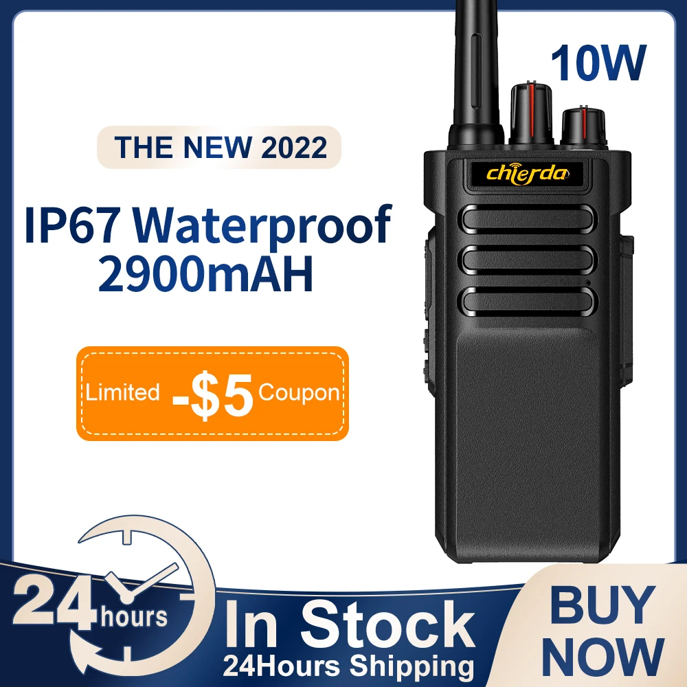 10W IP67 Waterproof Walkie Talkie Chierda CD-A8 long range 10-25km Powerful  Portable Two-way radio VHF UHF for Hotel Factory AliExpress