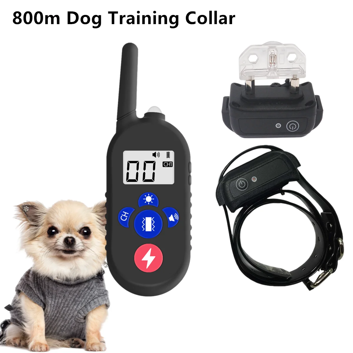 Dog Training Collar 800m Pet Electric Remote Control Collar Waterproof
