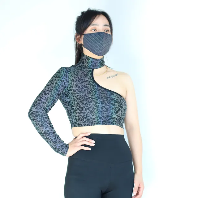 Holographic Reflective Irregular Crop Top 28