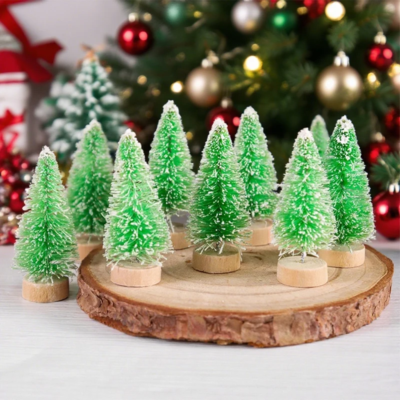 24 Piezas De árboles De Navidad Con Base De Madera, árbol De