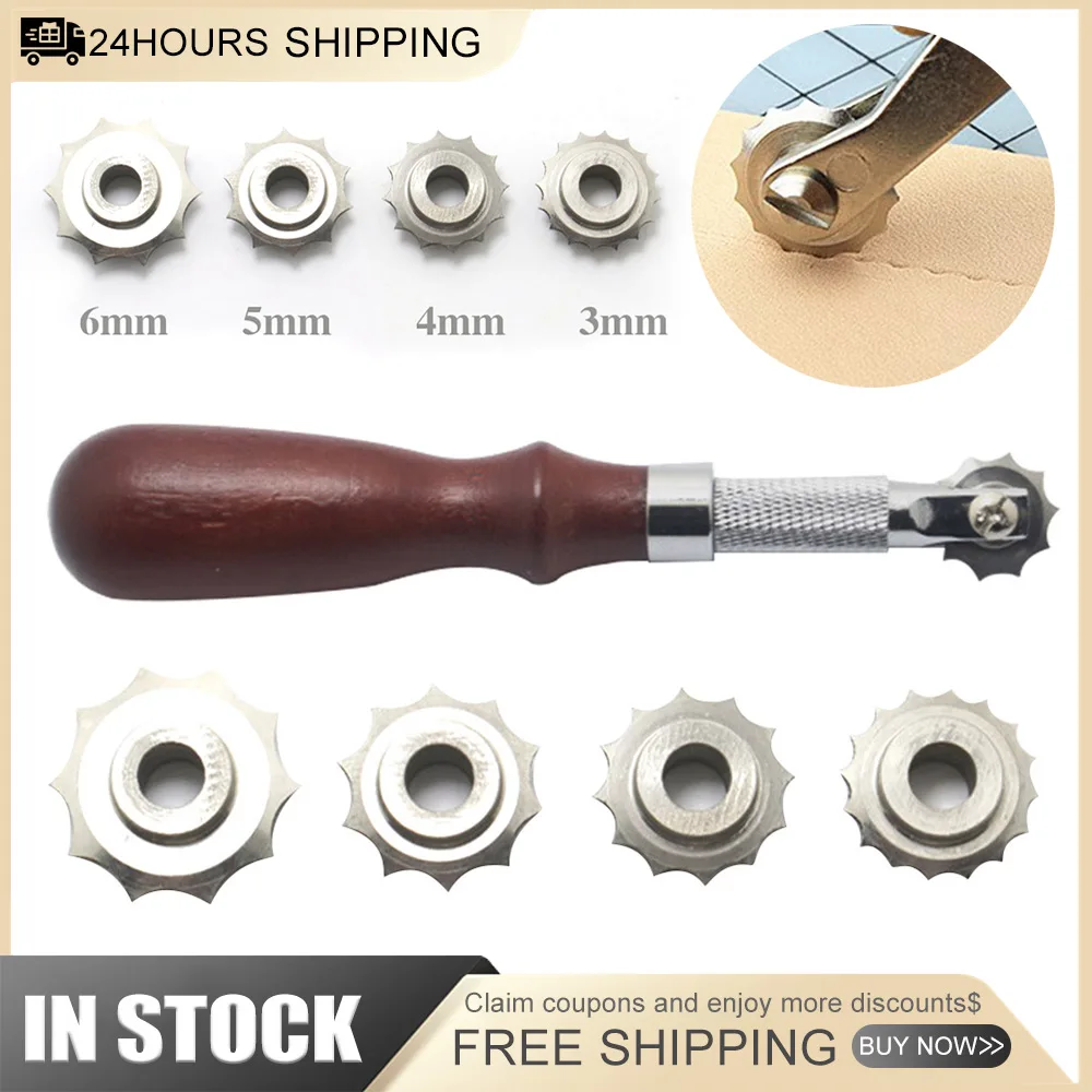 DIY Leather Craft Over Stitch Line Marking Wheel Gear Roulette Spacing Tool Leathercraft Spacing Sewing Tools 3/4/5/6mm leather sewing kit leather tools leather craft tool kit leather craft tools leather craft tool