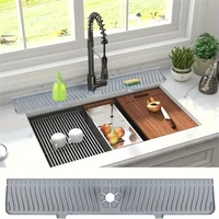 Tapis de vidange en Silicone, protection contre les éclaboussures d'évier de robinet de cuisine, tampon de vidange d'évier derrière le robinet, pour la protection du comptoir de cuisine et de la salle de bains 5