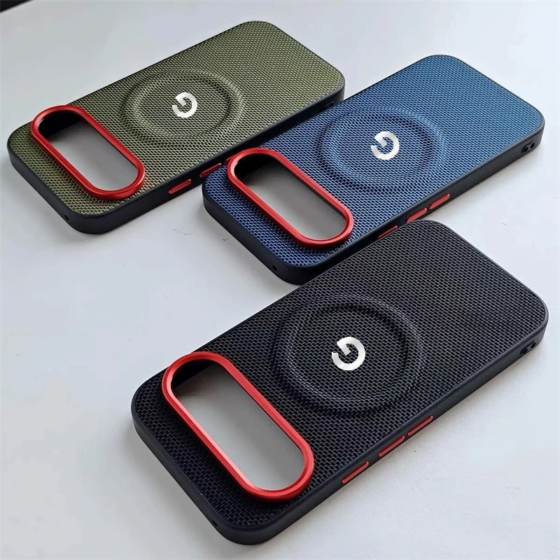 Premium Woven Fabric Magnetic Phone Case with Alloy Lens Frame and Shockproof Protection