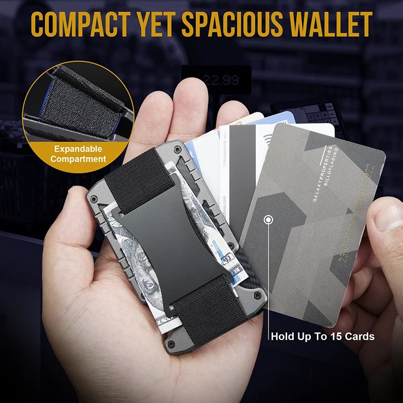 ONETIGRIS Wallet For Men Outdoor Card Holder Practical Tactical Magsafe Aluminum Mini Smart Magic Wallet Holds Up 15 Cards-01 tactical wallet