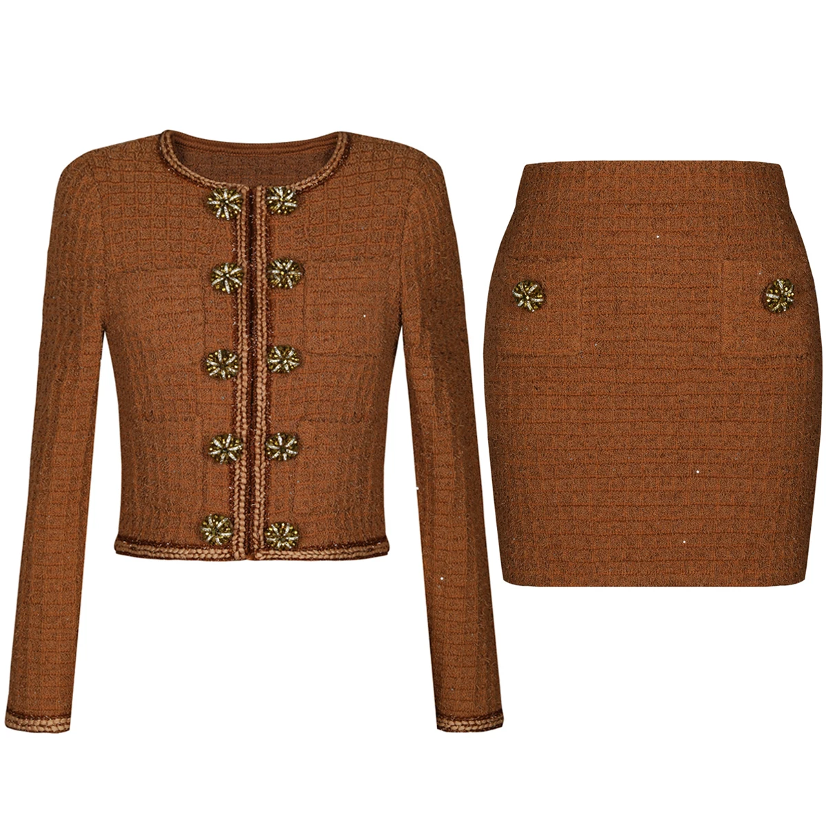 Jasper Halter Neck Top and Shorts Set - Brown main image 1