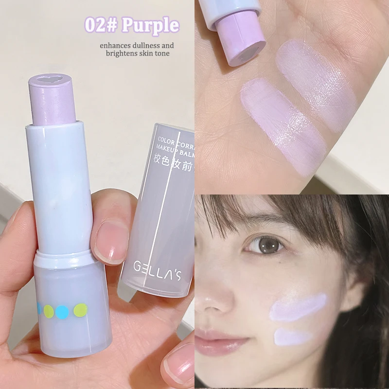 Facial Primer Makeup Primer Color Correcting Makeup Primer Balm Moisturizing Green Purple Concealer Cream Cover Dark Circles Brighten Face Foundation Base