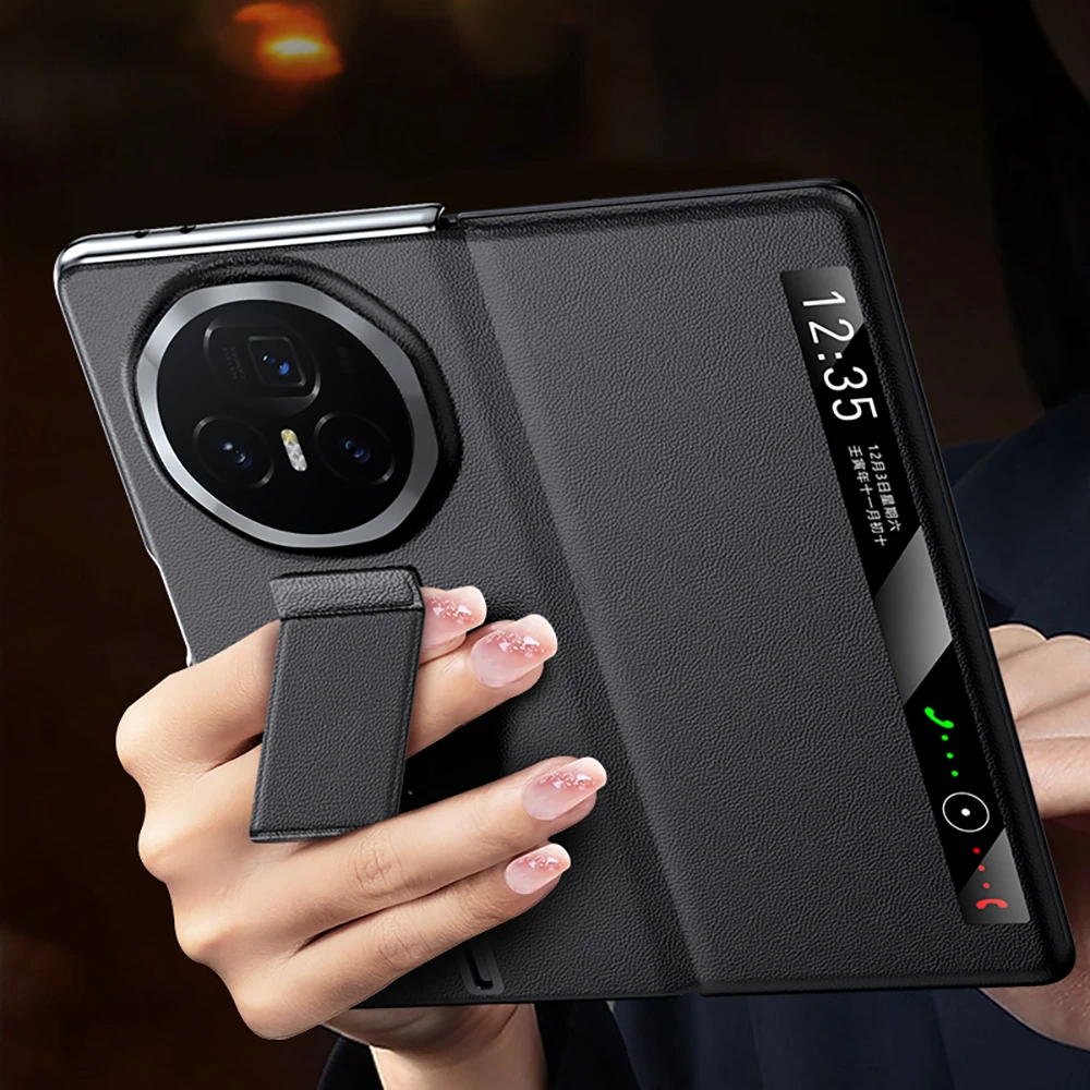 LANGSIDI Leather Magnetic Flip Case with Wrist Strap and Stand Functionality