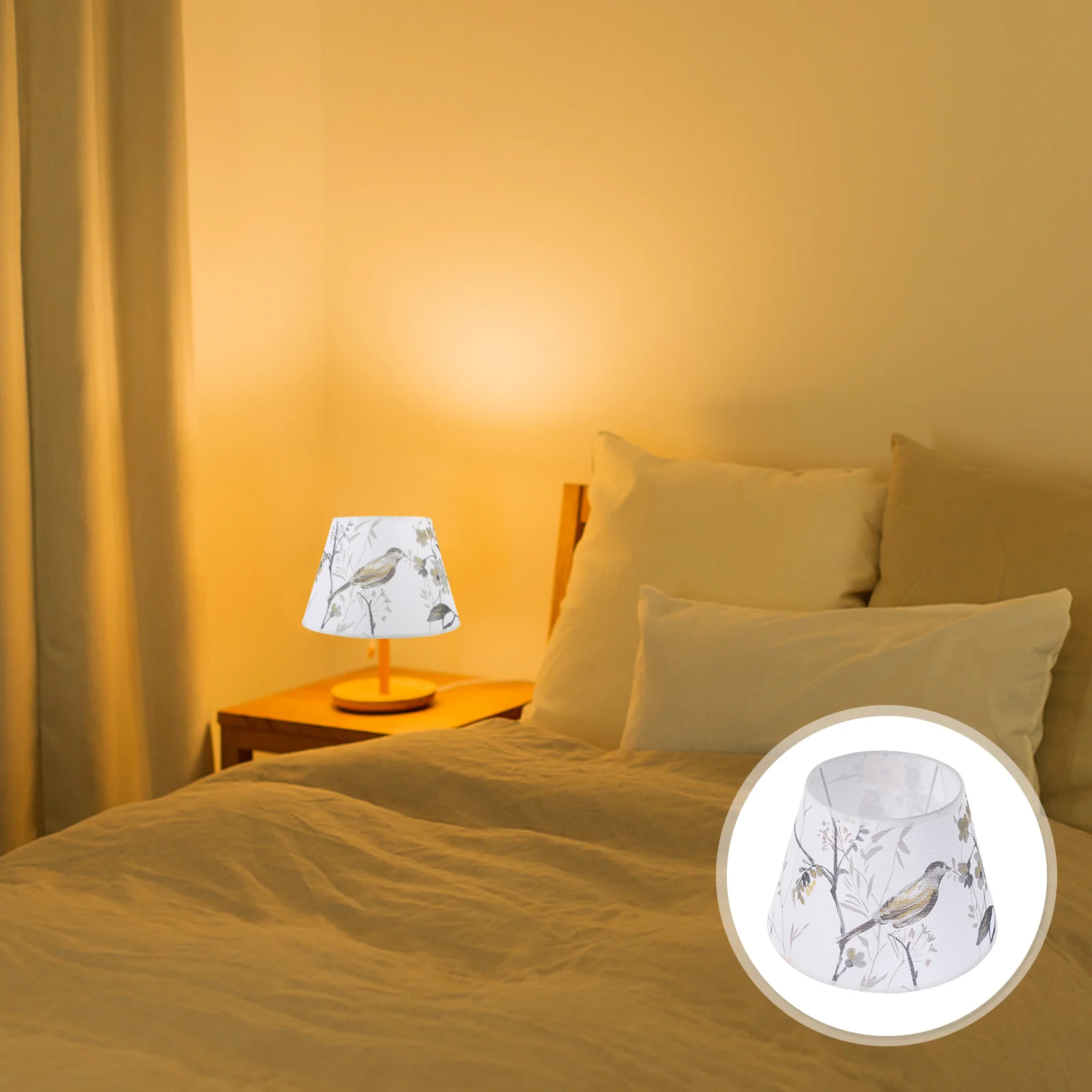 

Flower and Bird Fabric Lampshade Wrinkle Table Light Accessories Shades for Floor