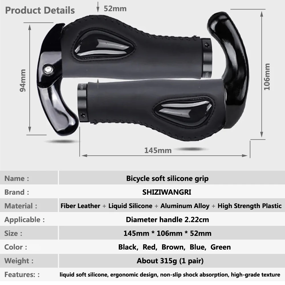 1 paar Fahrrad Grip Lenker End Kappe Aluminium Legierung Schloss Mountainbike Grip Griff Anti-slip Leder Fahrrad Anti-slip Grip – Detail 3