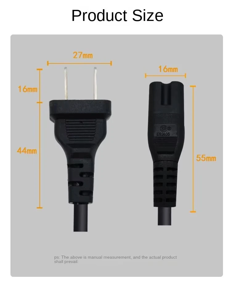 1.5M Power Cable 2pin IEC320 C7 Power Extension Cord For Dell Laptop Charger Canon Epson Printer Radio Speaker PS4 XBOX AC