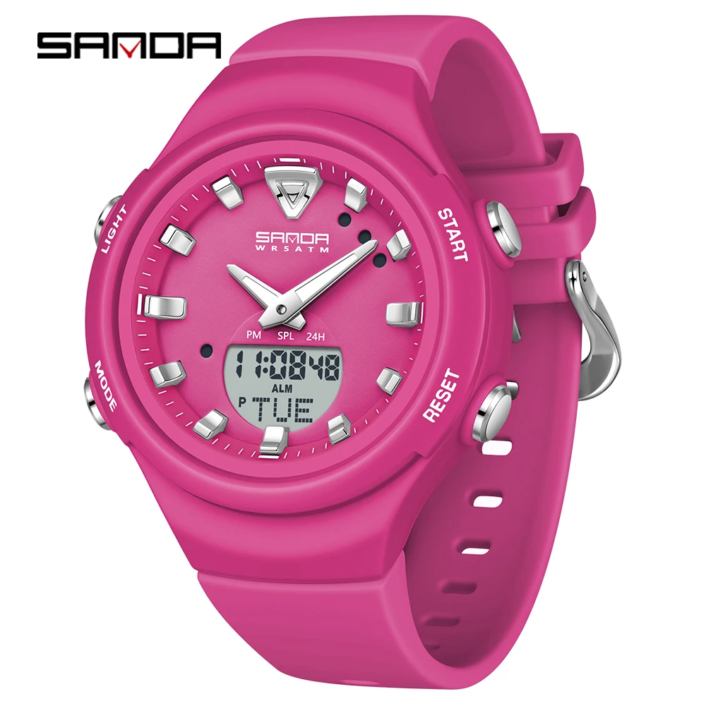 SANDA Men's Dual Display Luminous Sports Watch - Shockproof Fashion Electronic Quartz