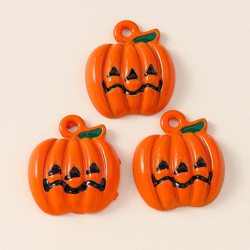 Leslie 10 Stück Halloween-Charms, niedlicher gruseliger Kürbis-Charm-Anhänger für Halloween-Schmuckherstellung, Halsketten, Ohrringe, Armbänder, DIY – Detail 10