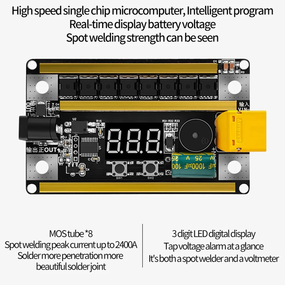 GX591 Spot Welding Machine Control Board DIY Spot Welder Set for 0.1-0.2mm Nickel Sheet Hydride 18650 Lithium Battery Welding 4