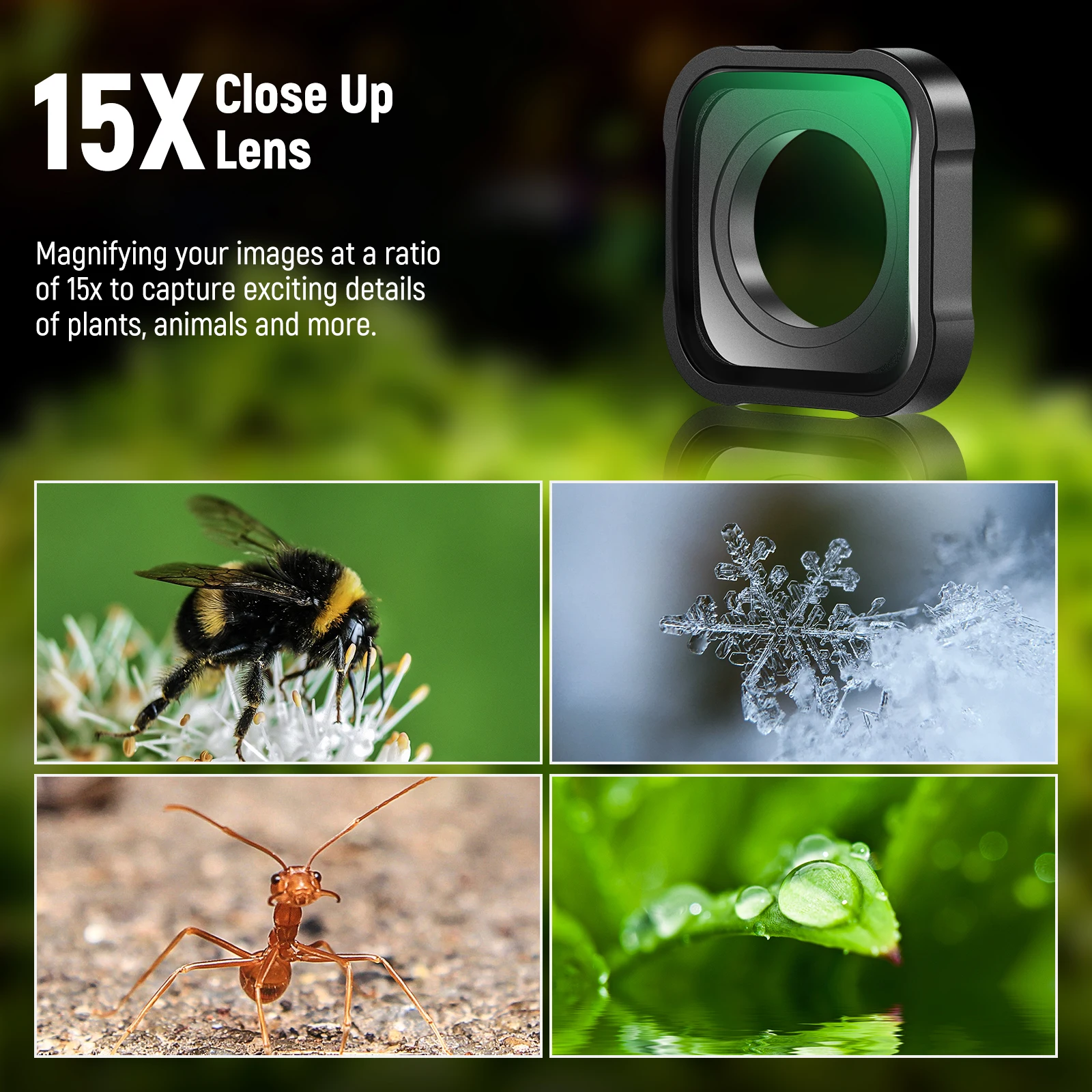 15X Macro Lens For GoPro Hero 12 11 10 9 8 7 6 Action Camera Close Up Filter Anti Reflective Multicoated HD Optical Glass camera lens