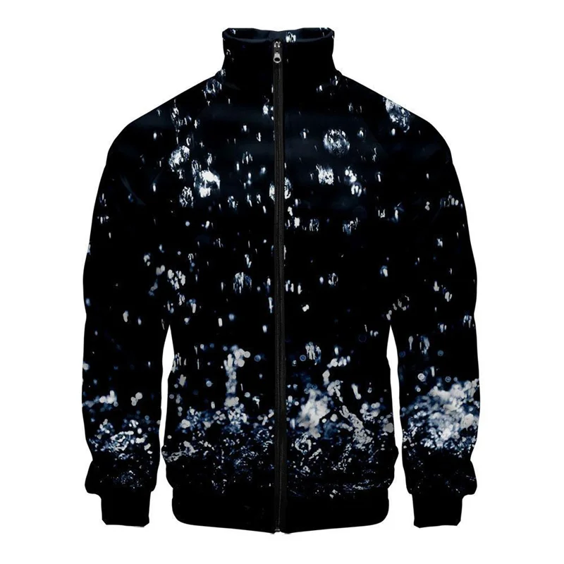 Chaqueta con estampado 3D de gotas de lluvia para hombre, abrigos de gran tamaño con personalidad moderna, chaquetas con cremallera Harajuku, ropa para niños
