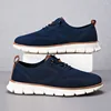 Lightweight Lace-up Casual Men Shoes Breathable Flying Weave Elastic Rope Overfoot One Foot Stirrup Casual Sneakers Large Size 2