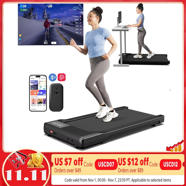 3-in-1 Portable Treadmill with Remote Cntrol LED Display 2.5HP Silent Walkingpad Jogging Machine for Home Office 300LBS Capacity 1