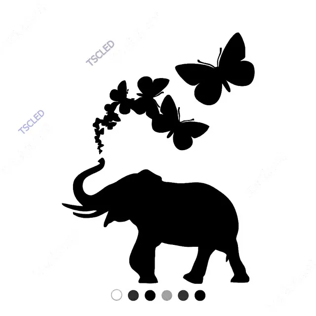 

From small to large Butterflies and Elephant Sticker 17cm
