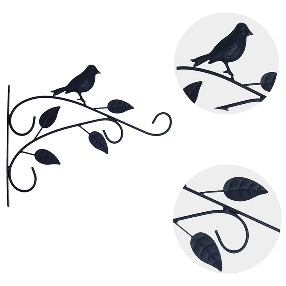 Plant Hanger Bird Pattern Flower Basket Holder Wall Mounted Metal Bracket Hanger Rustic Style Wide Base for Outdoor Indoor Garden Yard Street