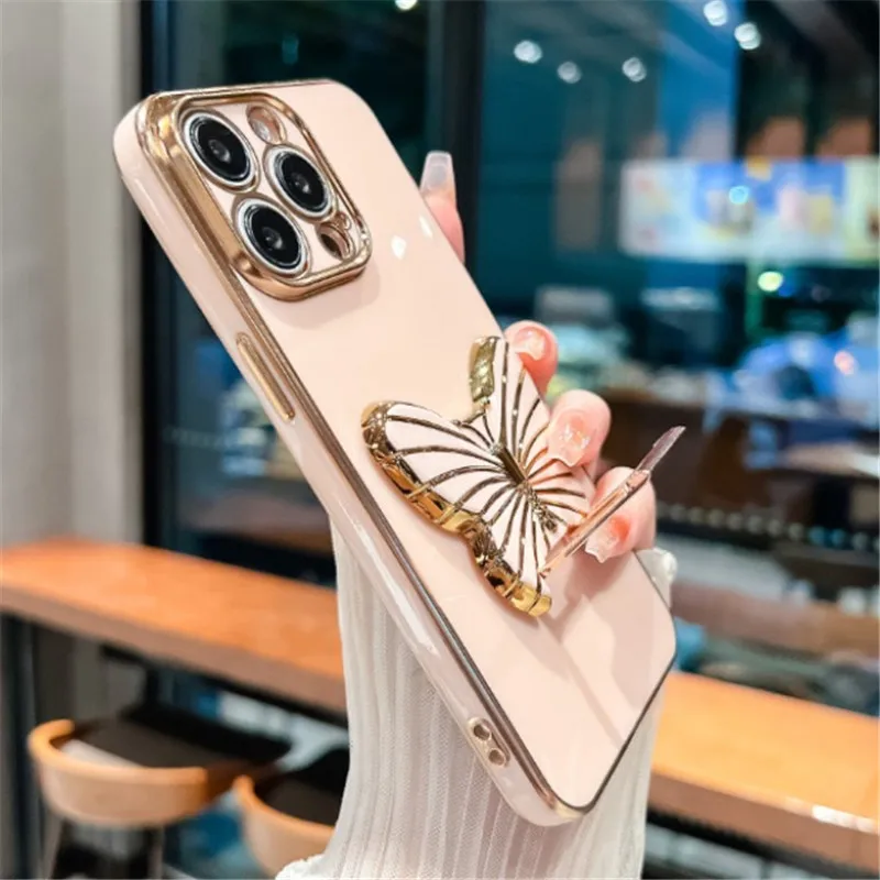 Überzug Schmetterling Halter Telefon Fall Für Samsung Galaxy S25 S24 ultra S23 Plus S22 S23FE S21FE S20 FE S10 S9Plus Weiche TPU Abdeckung_voghion.com