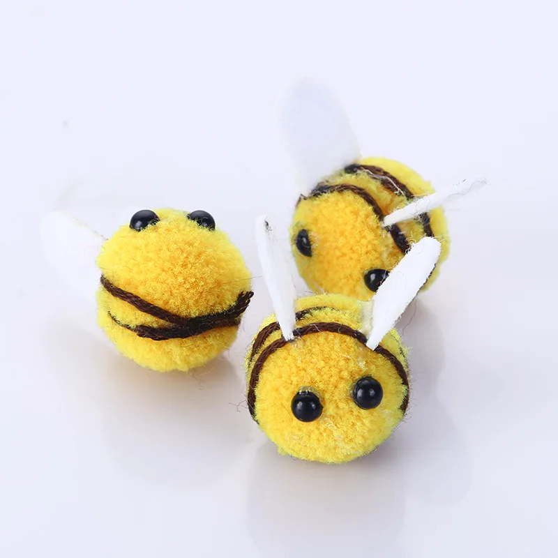 Yellow bee pompom hair ball, 5-50pcs 20*25mm polyester, child DIY handmade material for hat clothing headdress wedding party
