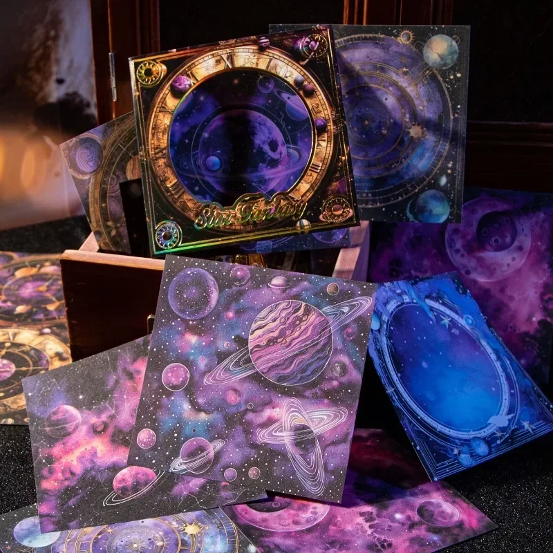 Material Paper Star Fantasy Base Moon Phase Writing Background Decoration Handbook Scrapbook Notebooks 13*11CM 30Pieces
