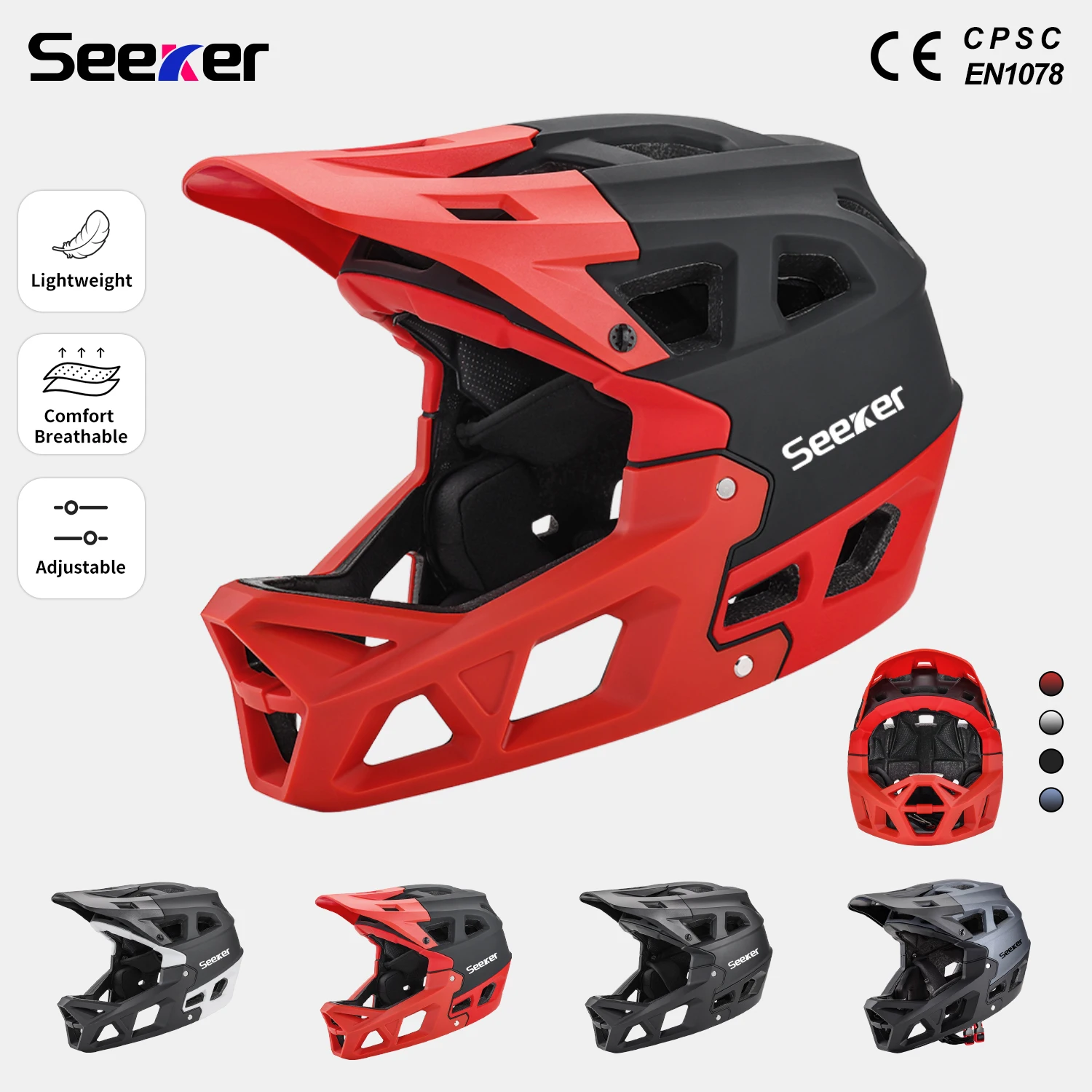 Detachable Chin Guard Helmet Adult Full Face Mountain Bike Helmet - Detachable Chin Guard, 15 Vents For MTB & Downhill MTB Helmet With Chin Guard Detachable Chin Guard Helmet Adult Full Face Mountain Bike Helmet - Detachable Chin Guard, 15 Vents For MTB & Downhill MTB Helmet With Chin Guard
