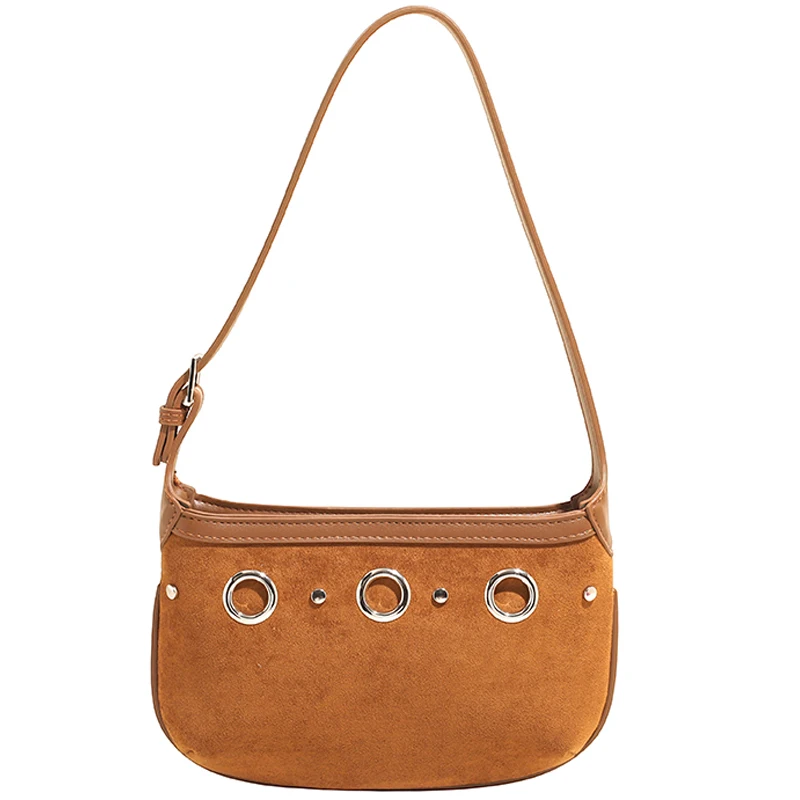 Women Faux Suede Underarm Shoulder Bag Single Shoulder Armpit Bag Simple Shoulder Handbag for Travel Shopping Work Daily Use