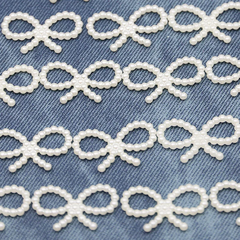 (100 Pieces/pack) 17*29Mm Imitation Pearl Butterfly Jewelry Accessories Resin Hollow Bow Party Decorations Home Hair Clip DIY