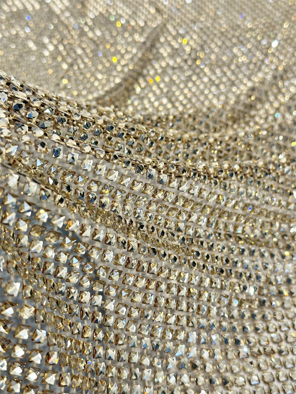 Heavy Process Crystal Decor Gold Stones for Party Dress Series, Embroidery Elastic net Lace, Super Top Quality Fabric For Party