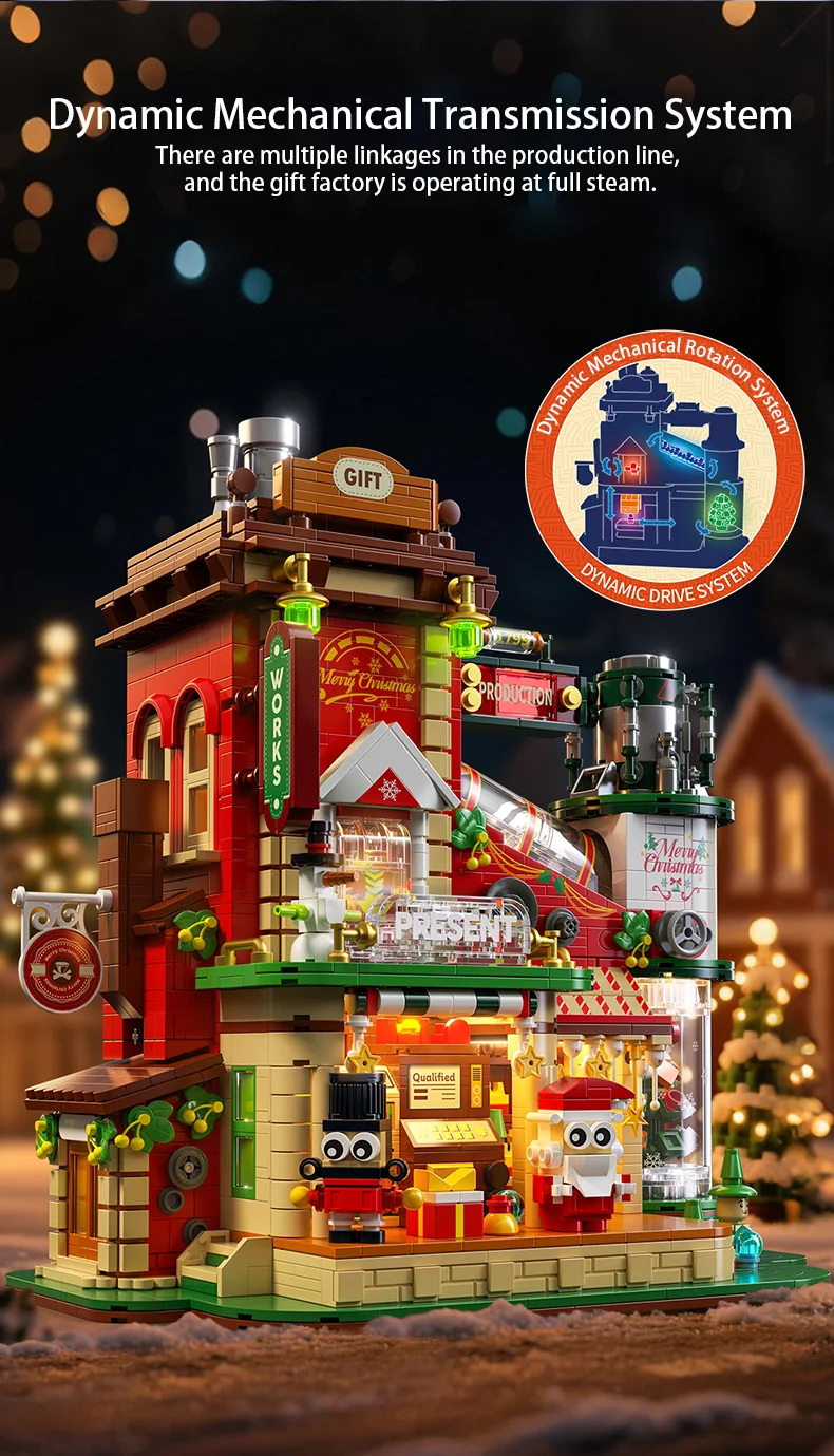 Weihnachtsbau-Bausteine-Set, 2782-teilig, Geschenke, Fabrik, DIY, Ornament, Modell, Lernspielzeug, Weihnachtsgeschenke für Kinder – Detail 2