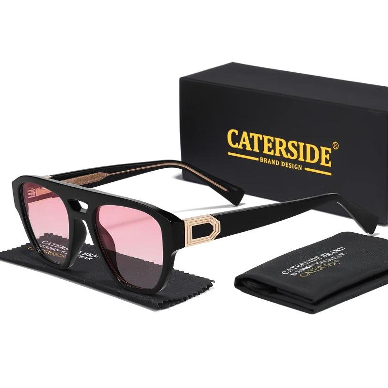 CATERSIDE Herren-Sonnenbrille mit quadratischem Rahmen, großer Fassung, flachem Oberteil, Doppelbrücke, Farbverlauf, für Damen, Outdoor, Autofahren, modische Brille – Detail 9