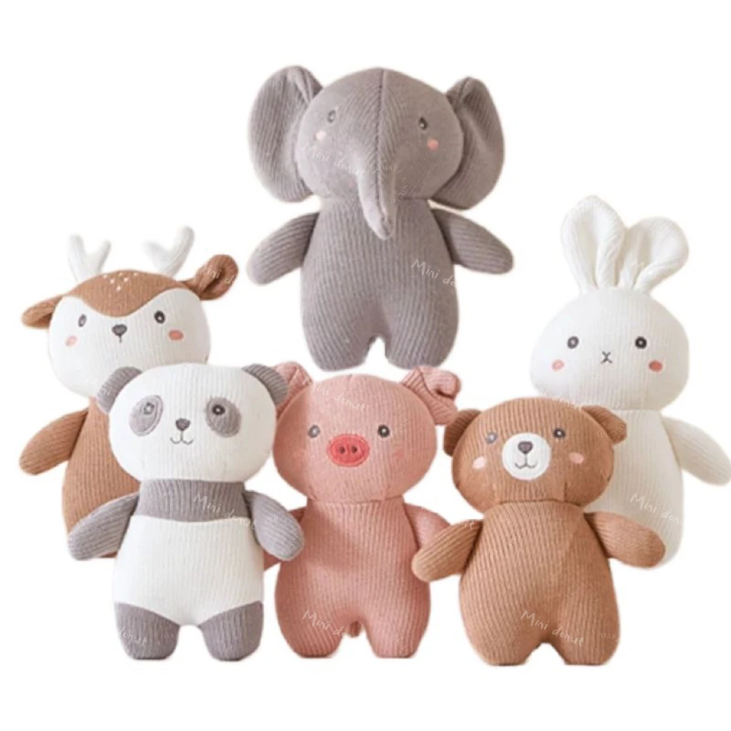 18cm Kawaii Plush Elephant Pig Panda Bear Bunny Rabbit Deer Cartoon Knit Animal Doll Baby Appease Sleeping Hug Pillow Nice Gifts