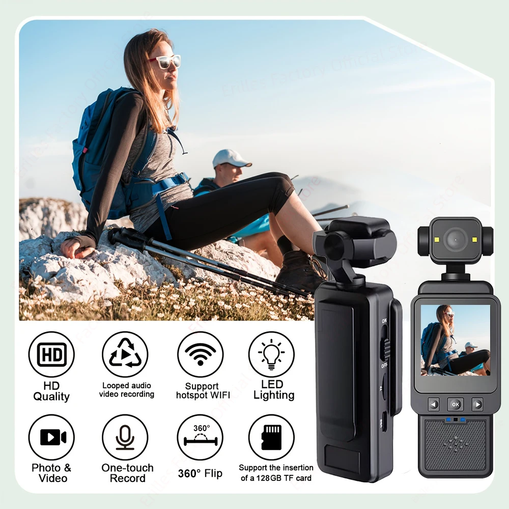 1080P HD Wifi 액션 카메라 1.54인치 회전식 렌즈 손떨림 방지 야간 투시경 헬멧 자전거 여행 운전 기록용 웨어러블 카메라