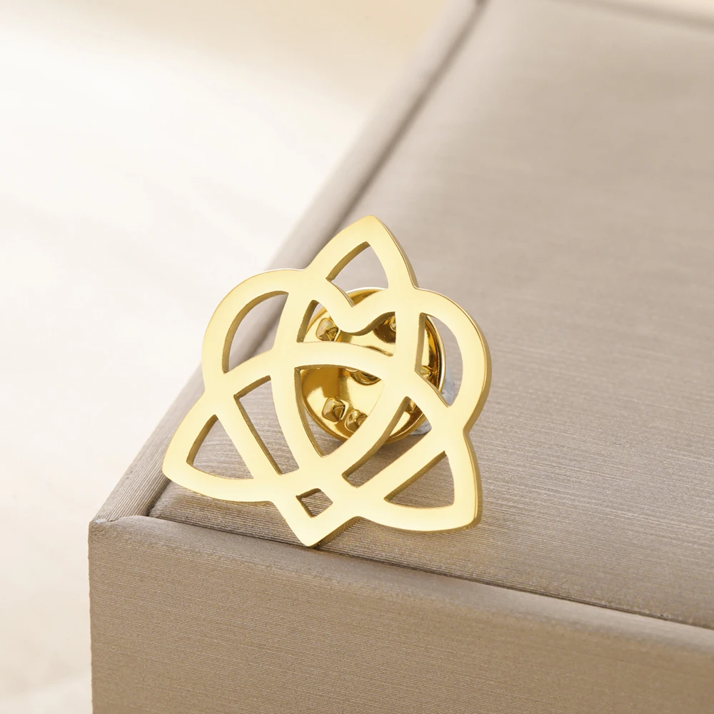 Dawapara Vintage Triquetra Brosche Damen Pin Herz Trinity Knoten Irischer Schutz Talisman Edelstahl Zubehör – Detail 11