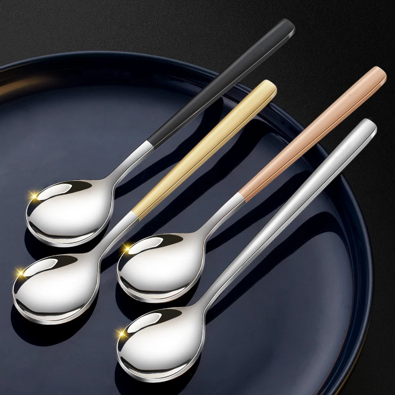 Luxury 4 Color Handle Spoon Set LFGB Certificate 316 Stainless Steel Family Cutlery Home Dinner Spoon Ladle Restaurant Flatware