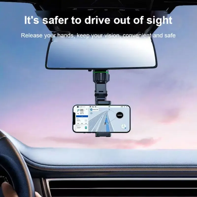 Supporto per telefono da auto multifunzionale 360 ° Accessori per auto con supporto GPS per staffa per clip per appendere il sedile dello specchietto retrovisore automatico ruotabile - immagine 3