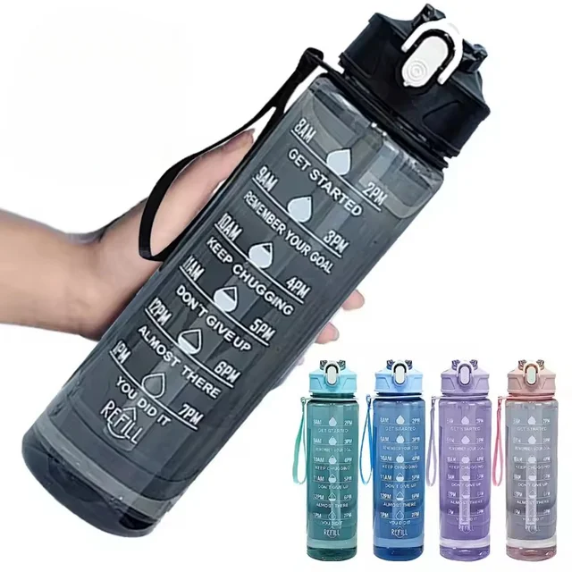750-900ML Large Capacity Sports Water Bottle Leak Proof Colorful Plastic Cup Drinking Outdoor Travel Portable Gym Fitness Jugs