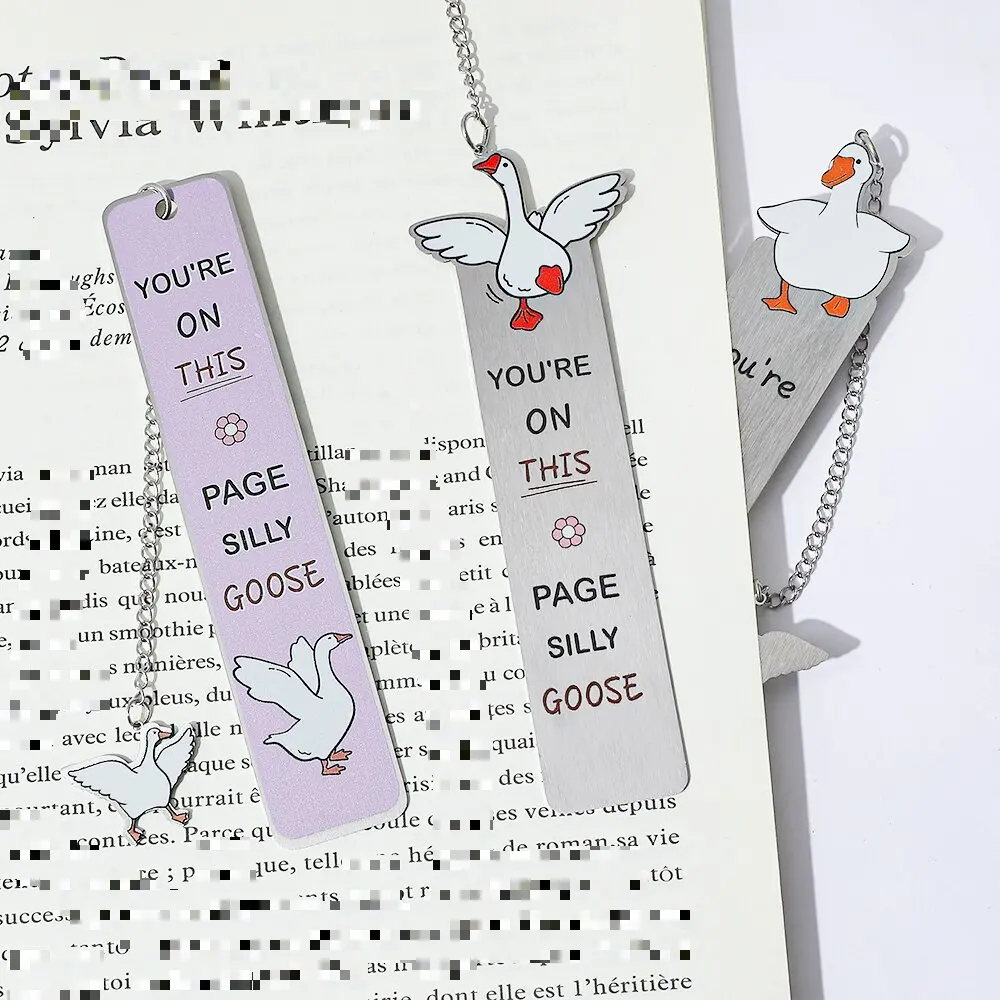 Lyreh 3 Uds Divertidos Marcapáginas Ganso, 13cm Lindos Marcapáginas Acero Inoxidable Marcadores De Libros Metalicos Para Lectura Regalo Librería Para Mujeres Niñas Hombres Niños Ratones Biblioteca