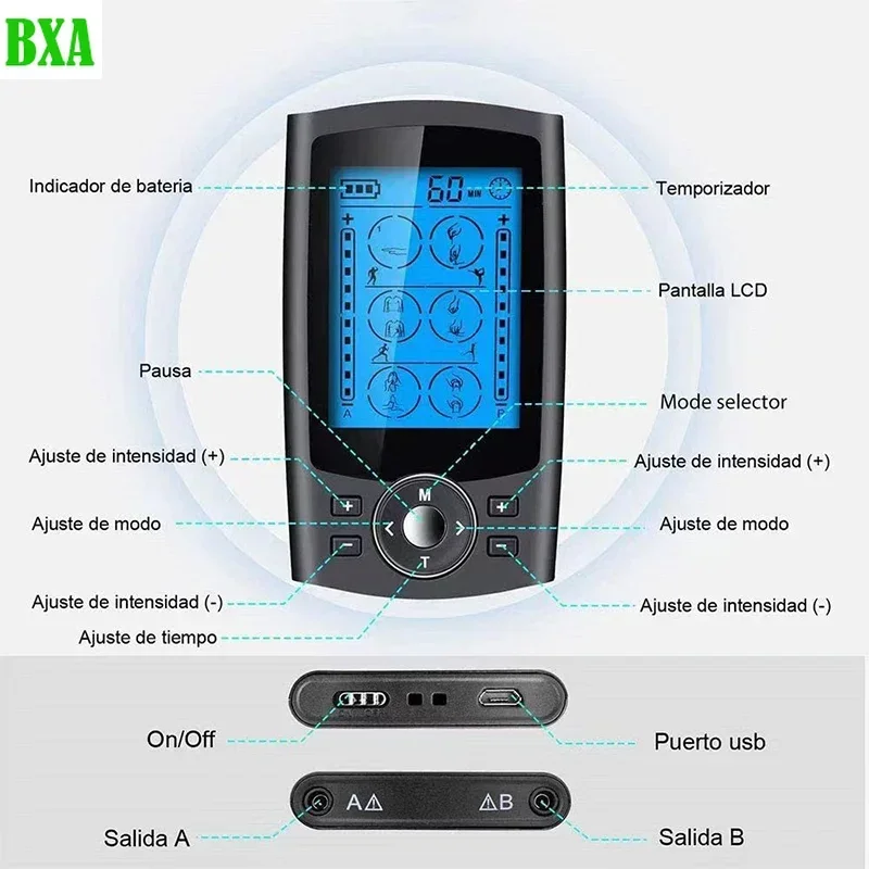 New 36 Modes Tens Muscle Stimulator Electric EMS Acupuncture Body Massage Digital Therapy Slimming Machine Electrostimulator