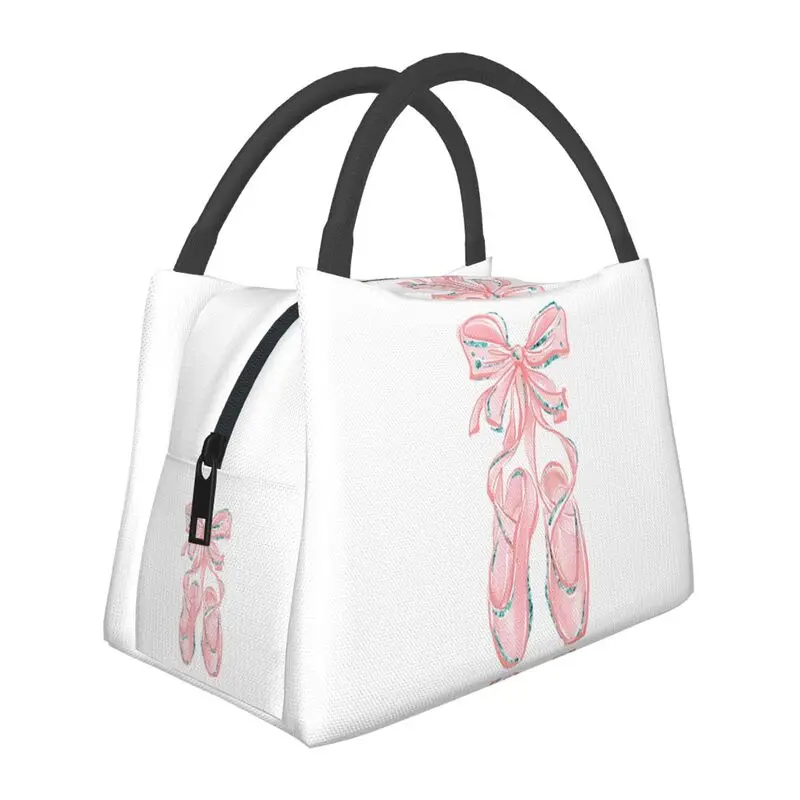 

Custom Ballet Shoes Lunch Bag Women Warm Cooler Insulated Lunch Boxes for Picnic Camping Work Travel