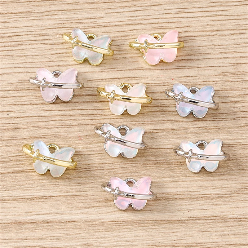 5 Stück 14 x 9 mm elegante Mini-Kristall-Anhänger mit fliegenden Schmetterlingen für die Schmuckherstellung, Tropfenohrringe, Halsketten, Armbänder, DIY-Geschenke – Detail 9
