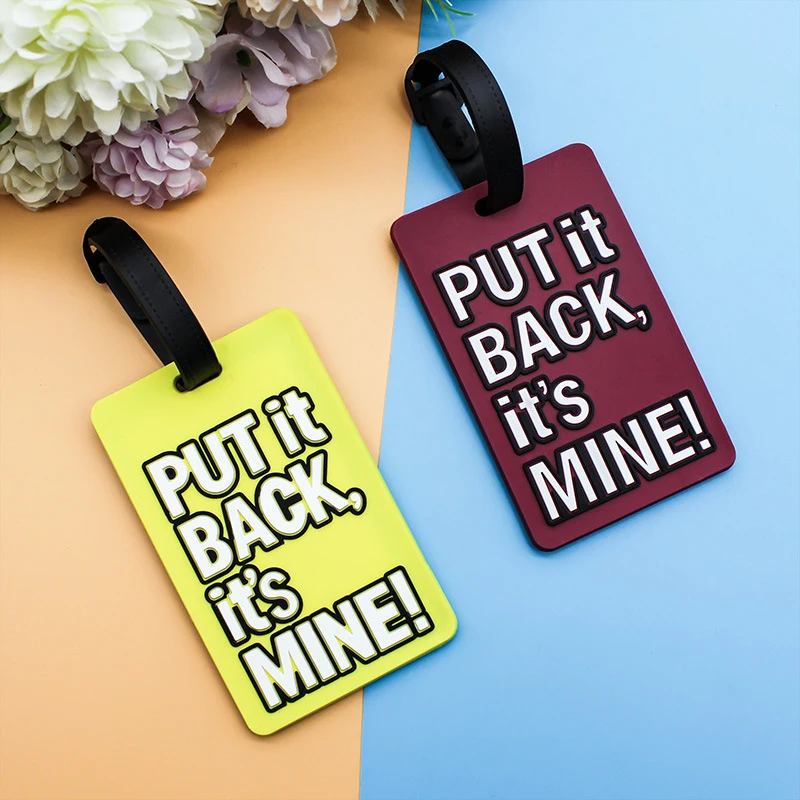 Fashion Creative Letter SORRY IT'S MINE Cute Travel Accessories Luggage Tags Suitcase Cartoon Silicone Portable Travel Label INS